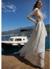 Sexy Deep V Neck Beaded Ivory Lace Wedding Dress Sexy Deep V Neck Beaded Ivory Lace Wedding Dress